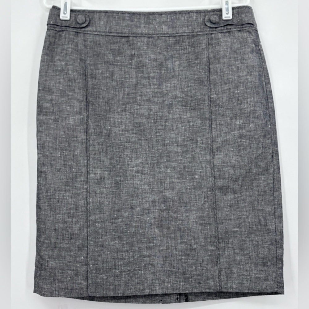 Banana Republic Gray Linen-Blend Pencil Skirt